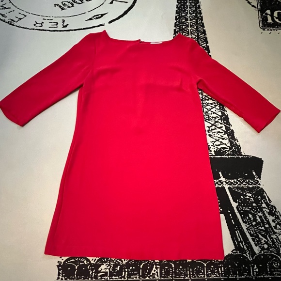 NWOT-LEITH MINI SHIFT BOATNECK DRESS W/KEY HOLE BACK SZ: XS & COLOR IS PINK/RED - Picture 6 of 10